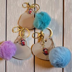 Heart-Shaped Keychain with Pom Colorful Dog Charm 3pk.